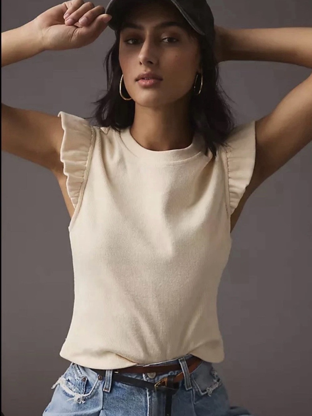 Free the Roses Ivory Ruffle Sleeve Tank Top - Picture 7 of 7